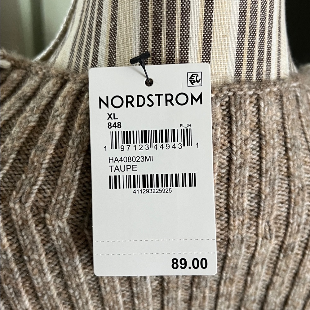 NWT Halogen Ribbed Knit Sweater XL in Taupe - Picture 8 of 11